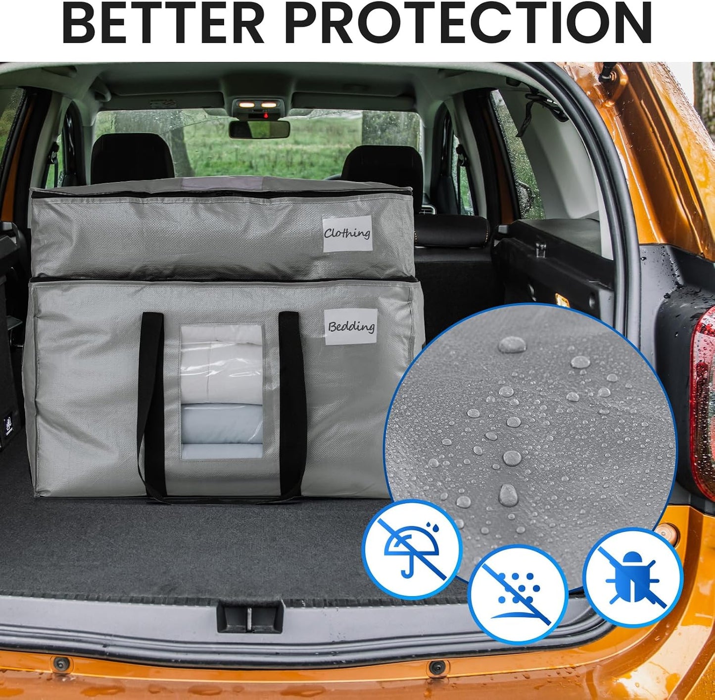 TAILI Extra Large Moving Bags, 4 Pack Blue Heavy Duty Totes For Storage with Visible Window, Wrap Around Handles, Storage Bags for Space Saving, Alternative to Moving Boxes