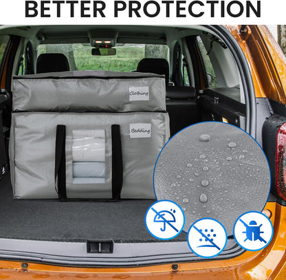 TAILI Extra Large Moving Bags, 4 Pack Blue Heavy Duty Totes For Storage with Visible Window, Wrap Around Handles, Storage Bags for Space Saving, Alternative to Moving Boxes