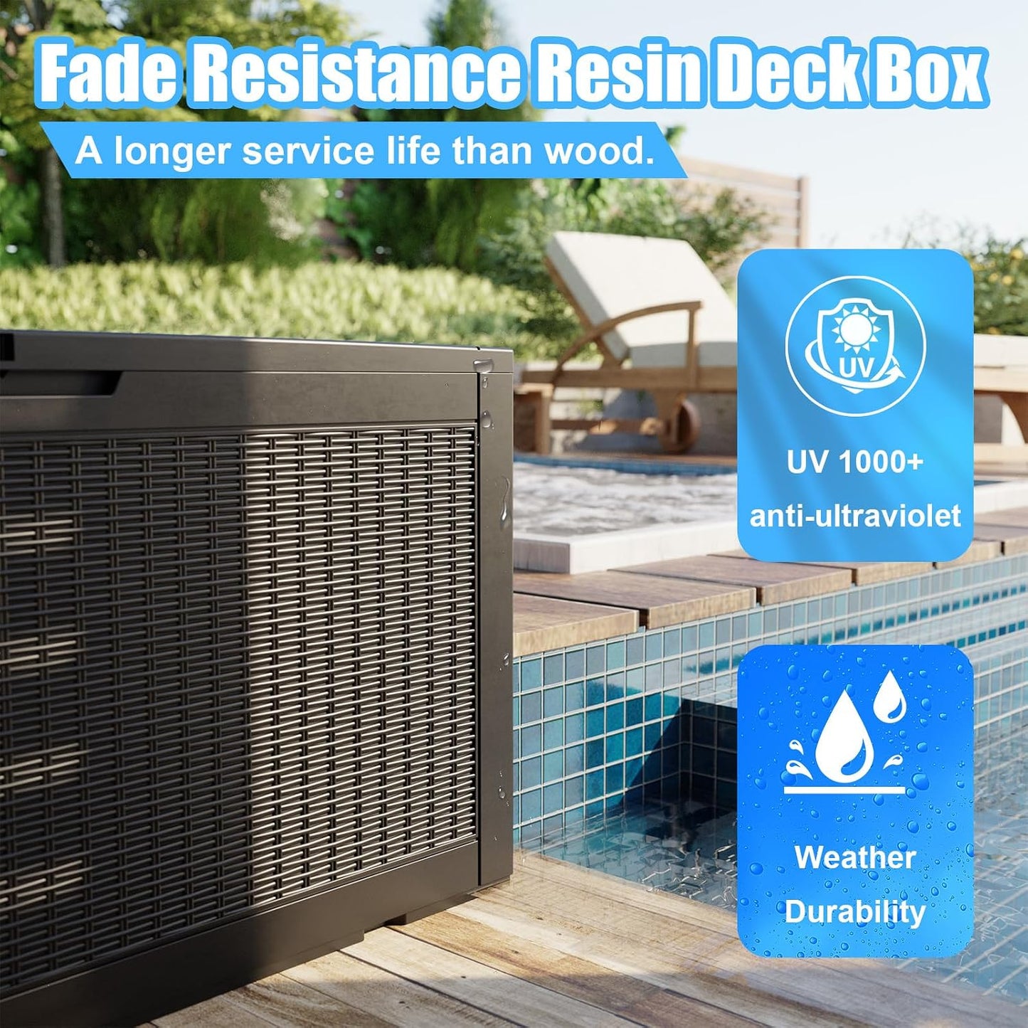 50Gal Outdoor Storage Box Anti-Theft Delivery Box Lockable Deck Box | Heavy-duty UV & weatherproof resin for secure parcel drop, patio cushion storage, garden tools & porch package organization