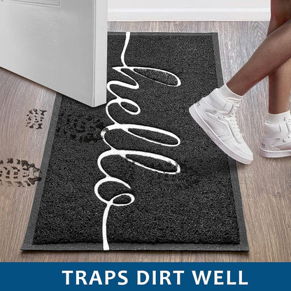 EARTHALL Door Mat Outside Inside Home Doormat, 30"x17.5", Durable Floor Mat Non Slip Mat Ultra Absorb Mud Easy Clean Front Doormat for Garage, Entryway, Patio, High Traffic Areas, Black