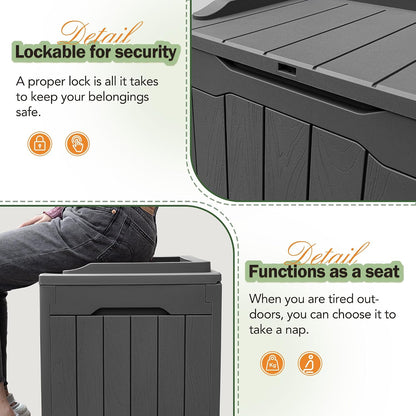 Greesum 31 Gallon Resin Deck Box All Weather Outdoor Storage Boxes for Patio Furniture Set,Outdoor Toys,Garden Tools,Black