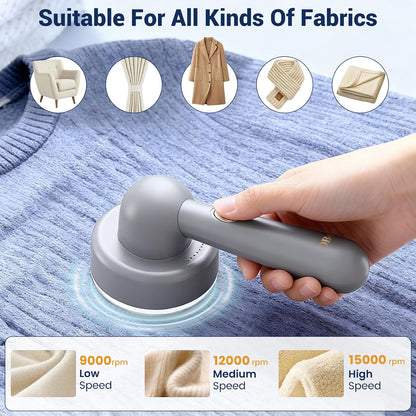DBC Fabric Shaver & Lint Remover for Clothes, Sweaters & Furniture - 6-Leaf Blade, 3 Speeds, 2H Runtime, Portable Design Perfect for Travel, Includes 2 Extra Blades