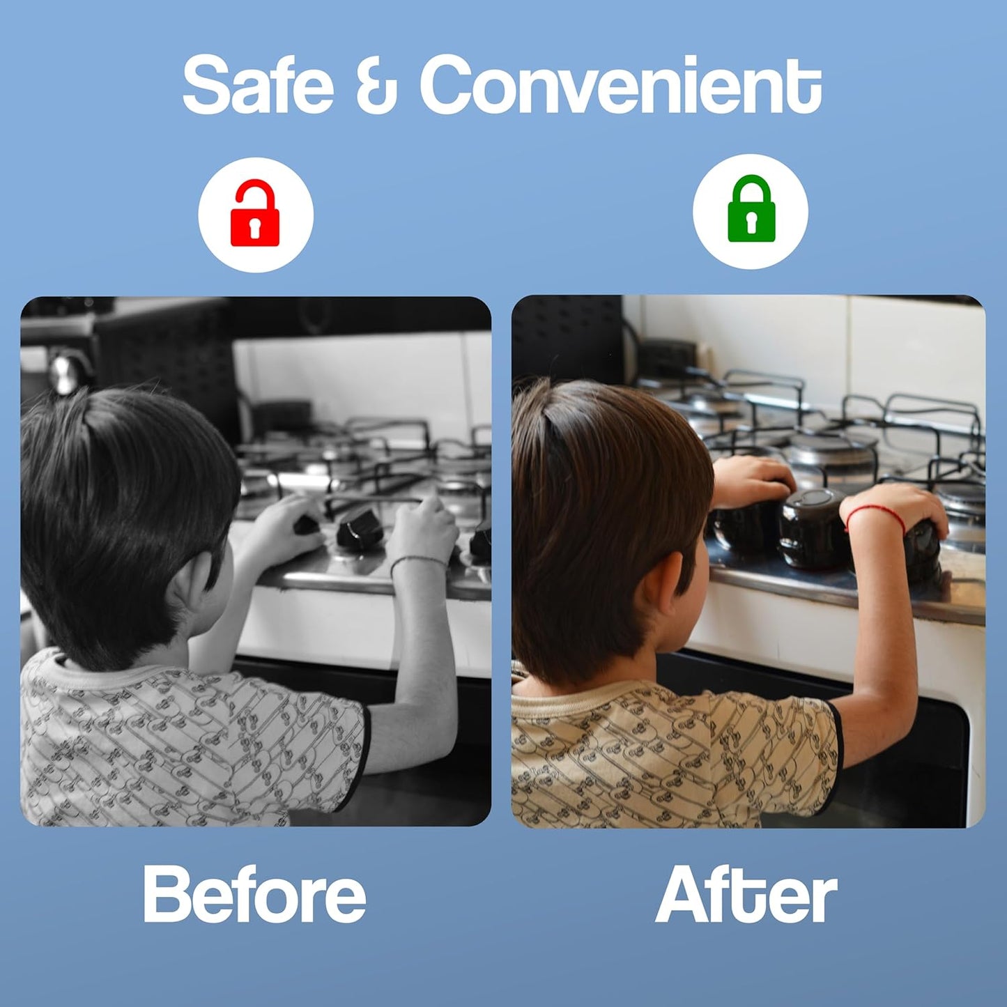 Stove Knob Safety Covers (5 Pack) – Oven Knob Covers for Child Safety – Prevent Kids from Turning on Stoves – Gas Stove Knob Locks with Pre-Applied Adhesive – No Tools Needed for Install