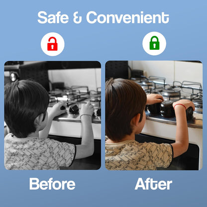 Stove Knob Safety Covers (5 Pack) – Oven Knob Covers for Child Safety – Prevent Kids from Turning on Stoves – Gas Stove Knob Locks with Pre-Applied Adhesive – No Tools Needed for Install