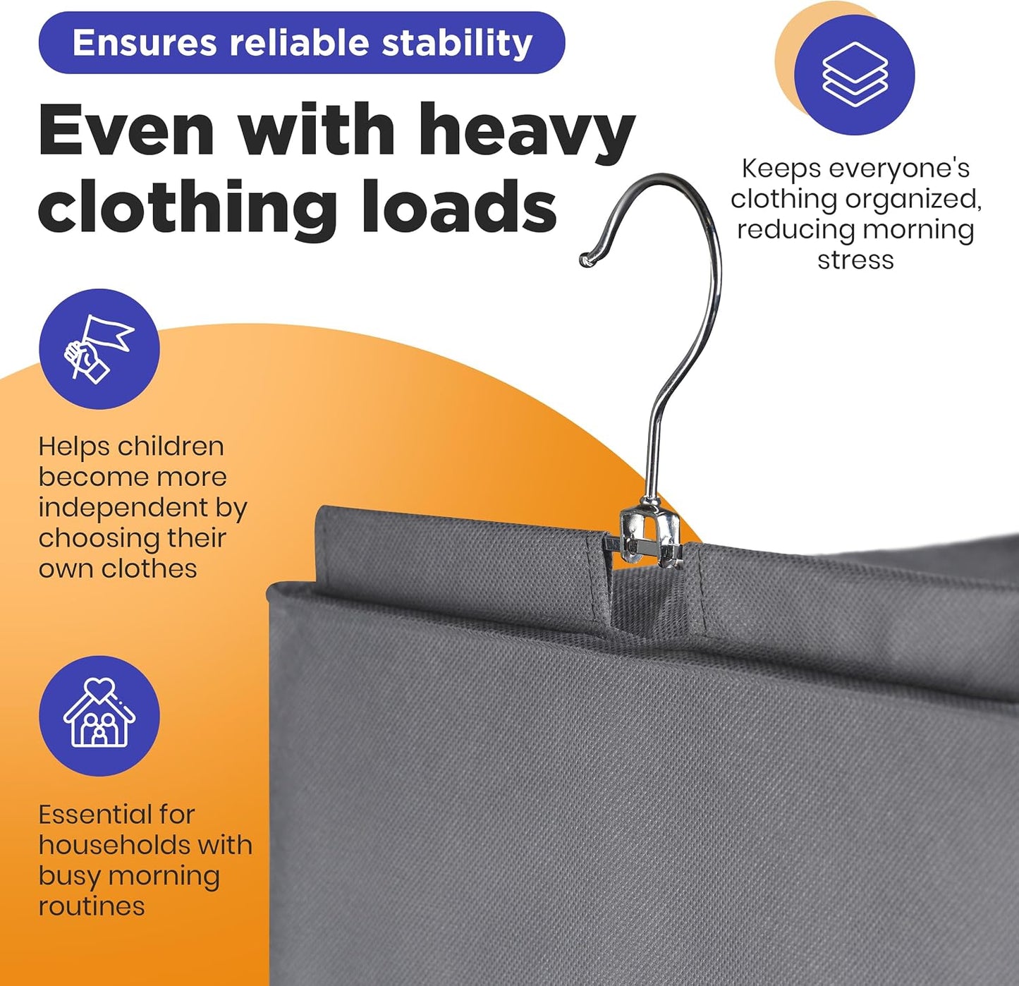 Handy Laundry Weekly Clothes Organizer for Kids, 6-Shelf Bamboo Reinforced | Days of the Week Hanging Closet Shelves, Monday Through Friday and Weekend, School Outfit Storage, Side Pockets, Pink