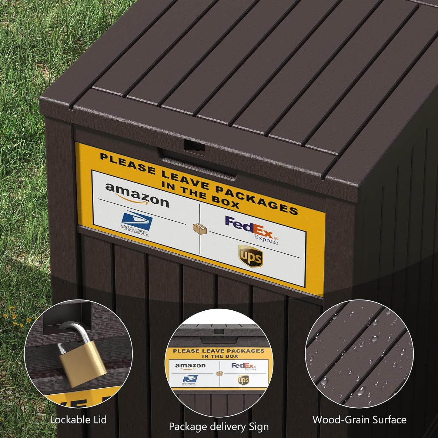 LHBGO Package Delivery Box for Outside, 48 Gallon Storage with Lockable Secure, Large Double Wall Resin Outdoor Package Delivery Waterproof Deck