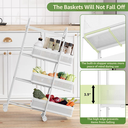 KINGRACK Slim Storage Cart with Drawer, 5-Tier Rolling Utility Cart on Wheels, Narrow Metal Cart for Space Save, Easy Assembly for Kitchen Cart, Craft Cart, Laundry, Bathroom, Nursery Organizer