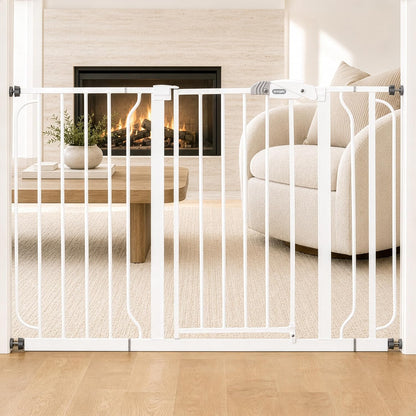 Regalo Safety 29-38.5" Baby Gate for Doorways & Bottom of Stairs, Pressure Mounted Baby Gate with Door for Babies, Toddlers & Pets, Tested & Safe for 30 Years, American Designed, American Owned, White