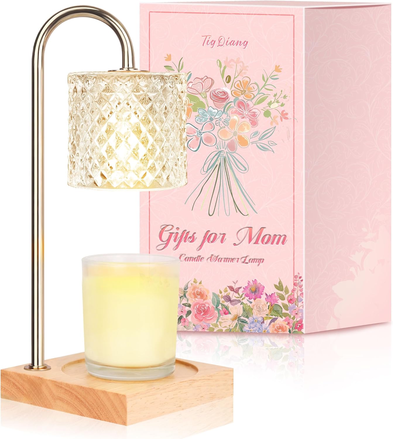 TigQiang Candle Warmer Lamp with Timer Dimmer, Birthday Gifts for Women Mom, House Warming Gifts, Elegant New Home Decor, Wax Warmer for Jar Candles, Heater Lamp for Scented Wax, Clear Glass