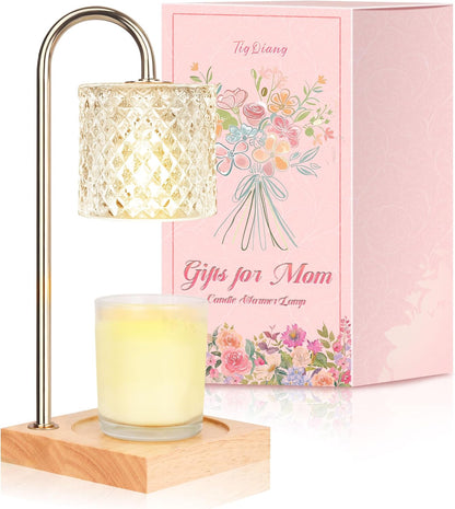TigQiang Candle Warmer Lamp with Timer Dimmer, Birthday Gifts for Women Mom, House Warming Gifts, Elegant New Home Decor, Wax Warmer for Jar Candles, Heater Lamp for Scented Wax, Clear Glass