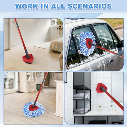 Mop Heads Replacements,Mop Handle,Scrub Brush,Base for Ocedar Rinseclean 2 Tank,Include 2 Microfiber Mops Replace Head,30-58" Adjustable Mop Stick,1 Scrubber Head,1 Spin Base,Bucket not Included