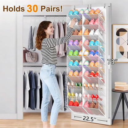 UVIAHOMI Over the Door Shoe Organizer for 20-30 Pairs, 10-Tier, Black