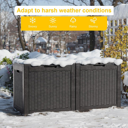 ROJIK 120 Gallon Waterproof Outdoor Deck Storage Box, Lockable Resin Patio Storage Bin with Lid for Garden Tools, Patio Cushions & Outdoor Accessories(Black)
