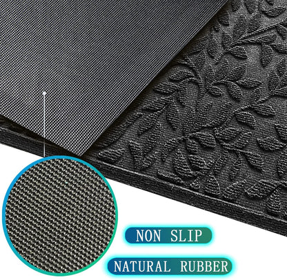 Bulijojo Sturdy Front Entrance Doormats,Durable Heavy Duty Welcome Mat,Thick Absorbent Natural Rubber Non Slip Mat,Easy Clean Entryway Mat 17x30 Inch Leaves Green