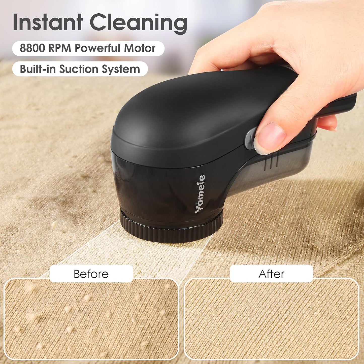 Fabric Shaver Rechargeable, Electric Lint Remover & Pill Remover for Clothes, USB-C Sweater Shaver with 6-Leaf Blade Depiller, Removes Fuzz Pills Bobbles from Cashmere Fleece Couch Furniture