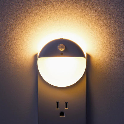 YUNLEX 2 Pack Plug in Night Light with Motion Sensor and Dusk to Dawn Sensor, Stepless Dimming, Warm White LED Nightlight with 3 Lighting Ways for Bathroom, Bedroom, Kitchen, for Kids, Adults