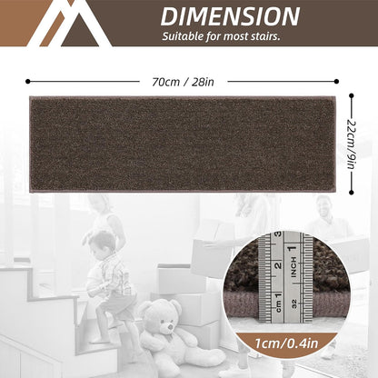 COSY HOMEER Stair Treads Non-Slip Carpet Stair Treads for Wooden Steps, Indoor Stair-Runner Rugs for Kids Elders & Pets 28"x9" (4Pc, Dark Gray)