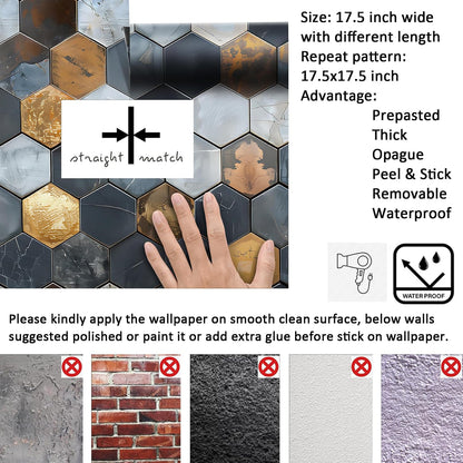 Livelynine 17.5x276" Waterproof Peel and Stick Wallpaper for Kitchen Wall Tiles Backsplash Renter Friendly Bathroom Wallpaper Waterproof Modern Removable Contact Paper for Walls Shower Tile Sticker