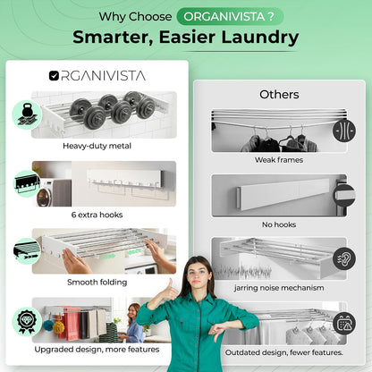 Wall Mount Clothes Drying Rack 28", Heavy Duty Foldable Design, Space Saving Laundry Solution For Small Spaces, Apartments & Homes, Wall Mounted Drying Racks For Laundry, Clothing Rack Wall Mount