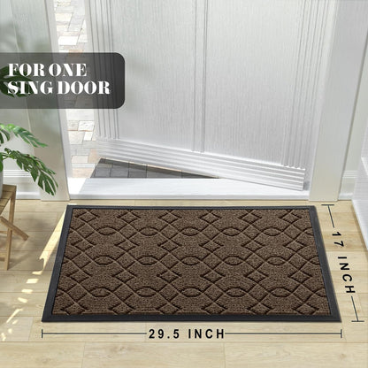 Yimobra Outdoor Mats for Front Door 29.5x17, All-Season Waterproof Doormat Outdoor Entrance, Heavy Duty Non-Slip Outside Door Mat for Garage Patio Proch Entryway Indoor, Black