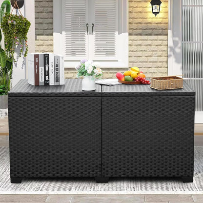 Lviden 180 Gallon Deck Storage Box Outdoor Storage Box Large Patio Storage Bin with Waterproof Lining Bag Cushion Storage Bin Outdoor, Black