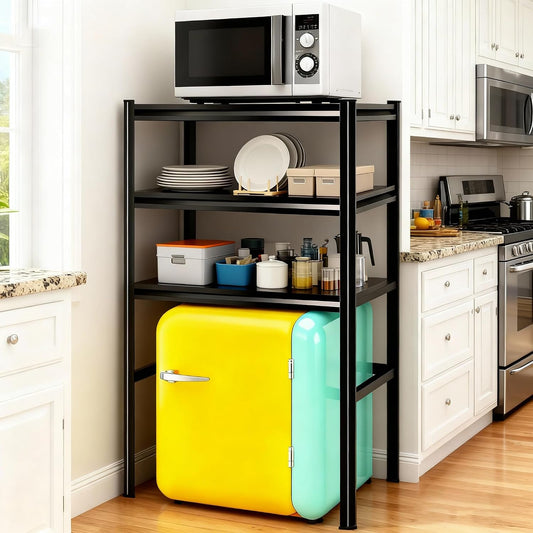 Over The Washer and Dryer Storage Shelf, Height-Adjustable 4-Tier Metal Heavy Duty Over The Washer, Organizer Rack for Washer Dryer, Laundry Room Organizer Rack, Multi-Functional Storage Shelf