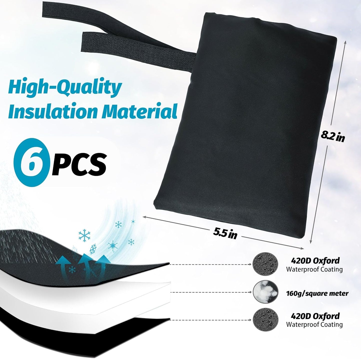 Outdoor Faucet Covers for Winter,2 Pack Faucet Cover Freeze Protection,Insulated Anti-Freeze Waterproof Material,Reusable Faucet Cover Socks for Various Faucet Spigot,Pipe,Garden Hose Bib