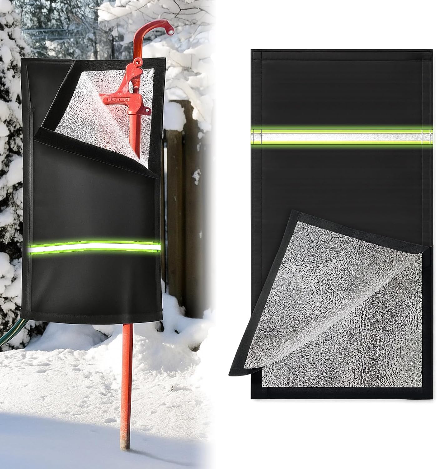 SATINIOR Insulated Outdoor Faucet Covers, 28”H x 15”W Reusable Easy On RV Park Spigot Cover Sock with Reflect Strip for Winter Yard Hydrant Freeze Protection Outside Water Spigot Sprinkler