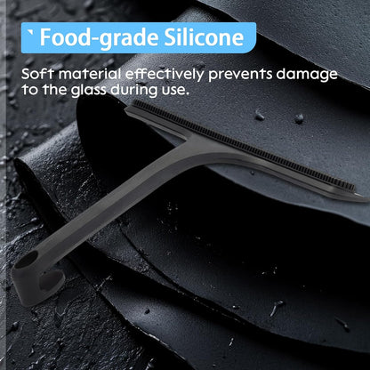10.7“ Wide All-Purpose Shower Squeegee for Glass Doors, Squeegee for Shower Glass with Hook, Window Squeegee for Home, Small Squeegee for Shower, Bathroom, Car Glass, Mirror (Black)