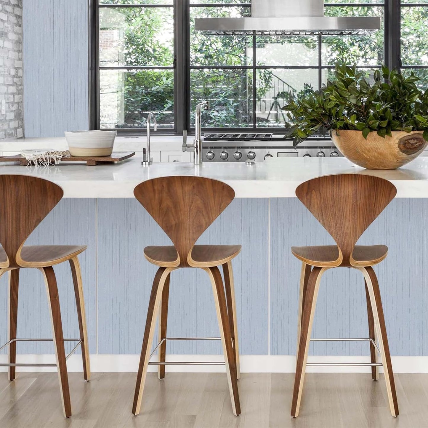 Light Blue Peel and Stick Grasscloth Texture Wallpaper 15.7"x120" Vintage Wallpaper Removable Waterproof