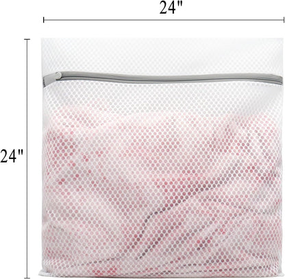 Muchfun 2Pcs Durable Honeycomb Mesh Laundry Bags for Delicates 24x24 Inches | (2 XX-Large)