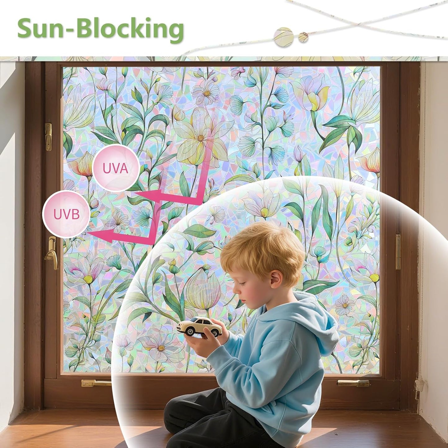 Finnez Window Privacy Film 3D Static Cling Window Film, No Glue Heat Control & 96% UV Blocking for Home Office, Decorative Frosted Glass Cover 17.5 Inch x 6.5 Feet