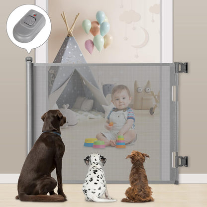 Retractable Baby Gate for Stairs & Doorways, 33" Tall Extends to 71" Wide | Extra Wide Safety Kid Pet Gate, Mesh Dog Gate for Indoor,Outdoor, Hallways One-Handed Operation, Easy Install(33”x71”-Black)