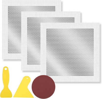 8 × 8 inch Drywall Repair Patch, 3 Pack Drywall Repair Kit Large Hole Patch-Repair for Drywalls Heavy Duty Self-Adhesive Mesh Drywalls Patch Kit, Dry Wall Hole Repair-Patch for Drywall-Plaster Wall