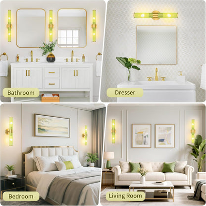 Morauroral Gold Battery Operated Wall Sconces Set of Two, Rechargeable Wall Sconce with Dimmable Remote Control, 20 Inch Wireless Sconce Wall Light for Bedroom, Living Room (Bulbs Included)
