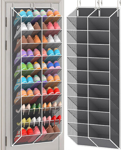 UVIAHOMI Over the Door Shoe Organizer for 20-30 Pairs, 10-Tier, Black