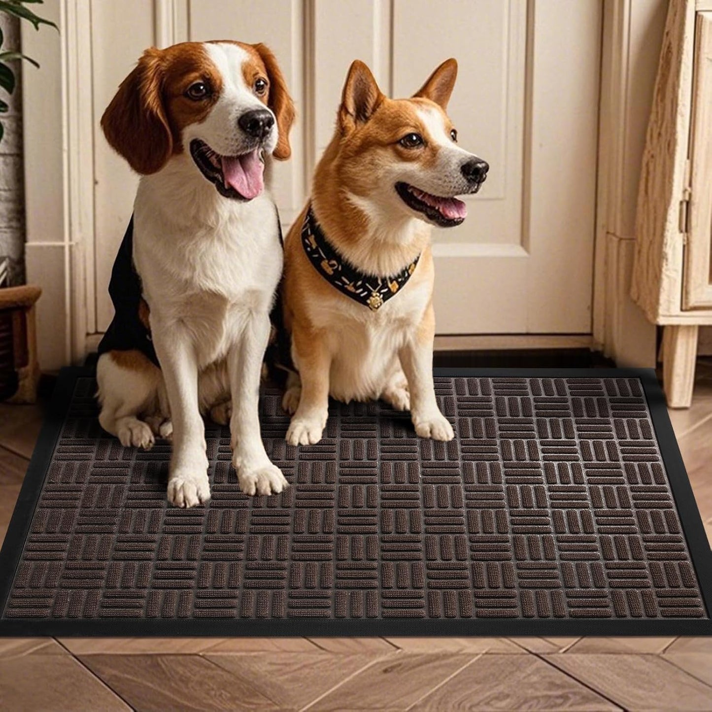 Mibao Front Door Mat, Heavy Duty Durable Welcome Mat for Outdoor Indoor, Dirt Trapper Waterproof Super Absorbent Door Mat for Entryway Outside Patio Porch, 29.5" x 17", Grey