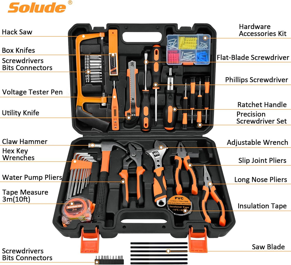 Tool Set, Home Repair Tool Kit for Men Women College Students,Household Basic Hand Tool Sets with Case for Home Maintenance,Dorm Essentials and DIY Projects
