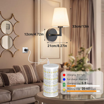 Nekhung Battery Operated Wall Sconces Set of Two, Wireless Battery Wall Light with 10000mAh RGB Dimmable Magnetic Bulb and Remote, Rechargeable Sconce Wall Decor for Bedroom Living Room Hallway