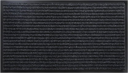 Yimobra Welcome Mat, Heavy Duty Sturdy Door Mats for Home Entrance Outdoor Indoor, Front Doormat for Outside Patio Floor Entry Porch Garage Office, Waterproof, Low Profile, 29.5x17, Black Grey
