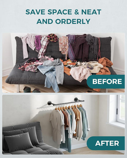 OROPY 33" Industrial Pipe Clothing Rack, Wall Mounted Clothes Rack | Closet Rods for Hanging Clothes, Multi-purpose Hanging Rod for Laundry Room, Bedroom and Closet Storage