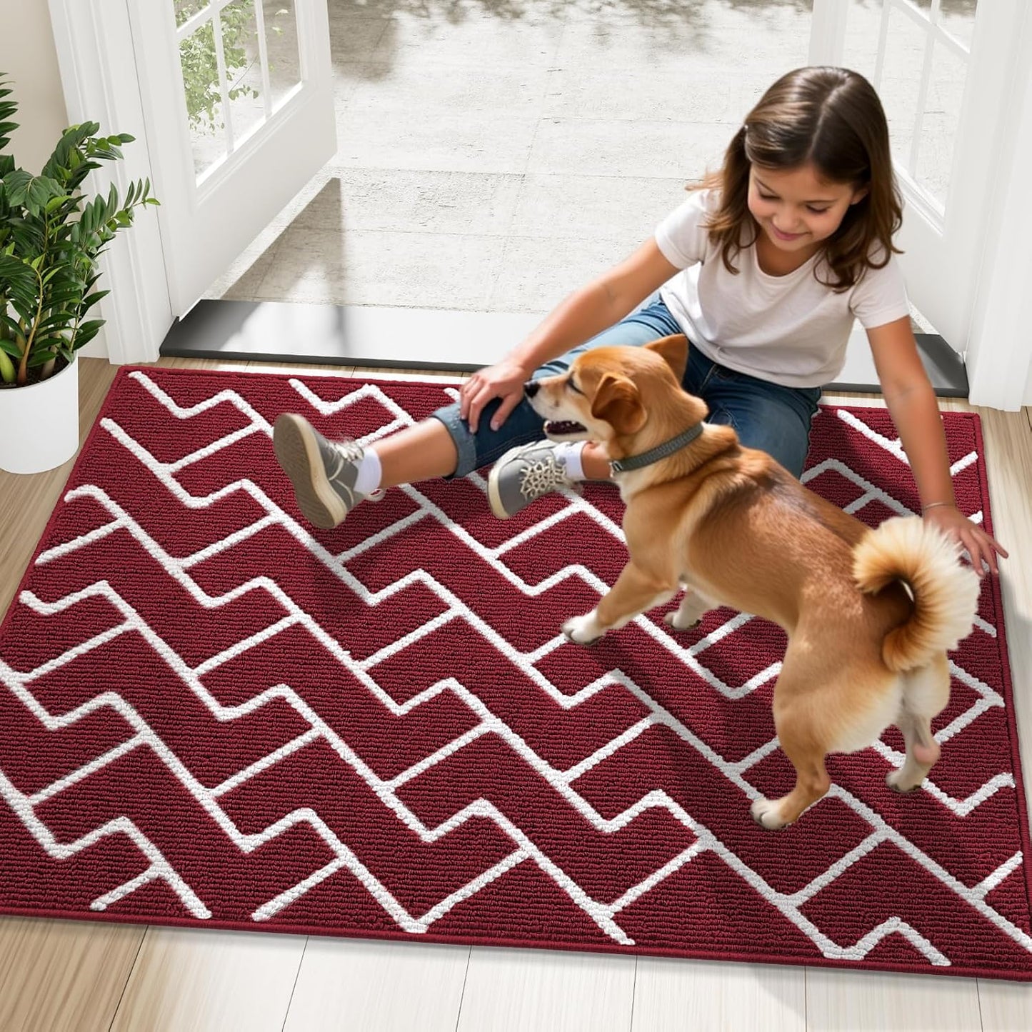 OLANLY Front Door Mat, Non-Slip Rubber Backing, Dirt Resistant and Absorbent, Washable, Easy to Clean Low-Profile Indoor Doormat for Back Door, Entryway, Inside Entrance, 32x20, Grey