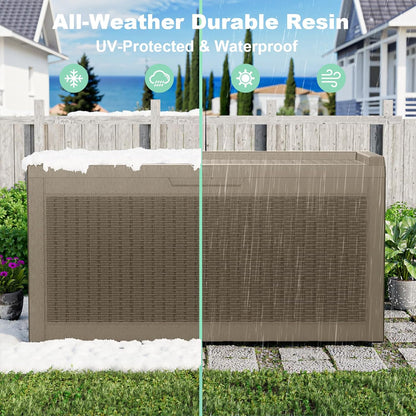 EasyUp 33 Gallon Resin Deck Box Waterproof, UV Resistant Outdoor Storage Box for Delivery, Porch, Patio and Garden, Stripe Black