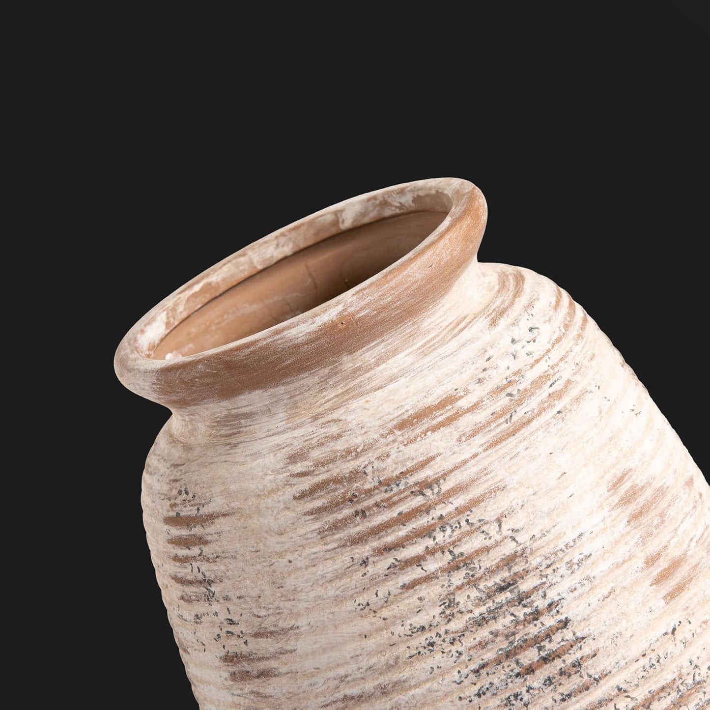 Ceramic Flower Vase, Small Rustic Farmhouse Vases Home Decor, Short Pottery Decorative Pampas Vase for Table Living Room Entryway Mantel Bookshelf Bedroom Bathroom Kitchen - 6" W