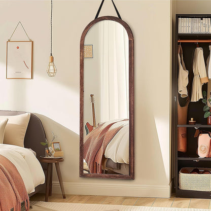 Full Length Mirror 65"x22" with Stand Solid Wood Frame Floor Large Mirror for Living Room, Bedroom Hanging Standing or Leaning Wall-Mounted, New Black