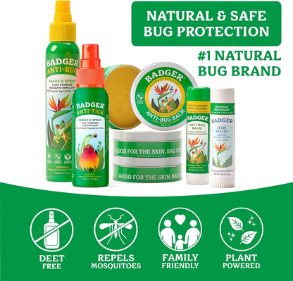 Badger Bug Repellent, Easy to Use Travel Stick, DEET-Free Mosquito Repellent & Insect Protection, Certified Organic Essential Oil Balm