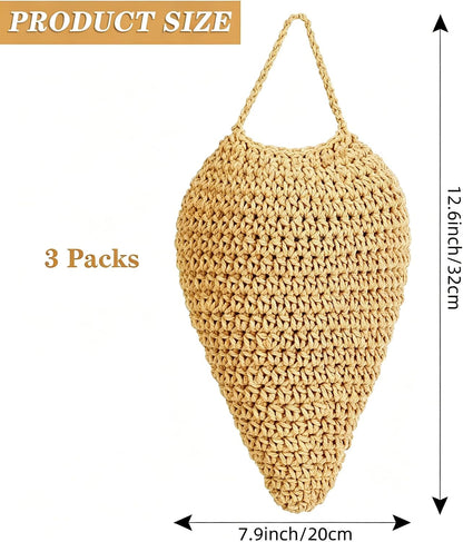3 Pack Large Crochet Wasp Nest Decoy Handmade Fake Wasp Nest Decoy | Faux Wasp Nest Deterrent for Outdoor Hanging for Wasps Hornets, Hornets Nest Decoy for Patio and Eaves, Beige