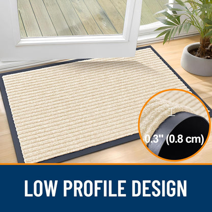 OLANLY Front Door Mat Indoor Outdoor Entrance, 2-Pack 29.5 x 17 Inch, Waterproof Heavy Duty Doormat, Fade Resistant, Low Profile, Easy Clean Patio Porch Welcome Floor Mats for Entry, Grey