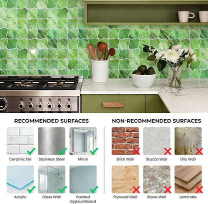 5 Sheets Peel and Stick Backsplash, Self Adhesive Wall Tiles, 3D Adhesive Tile Backsplash, 12"x12"Premium Self Adhesive Wall Tiles Peel and Stickfor Kitchen, Bathroom, RV(Spring Moss)