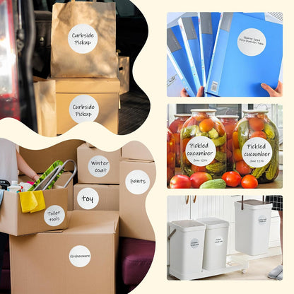 3 Inch White Color Code Dot Stickers,500 PCS Round Labels Stickers in Dispenser Box for Organization, Inventory,Classroom